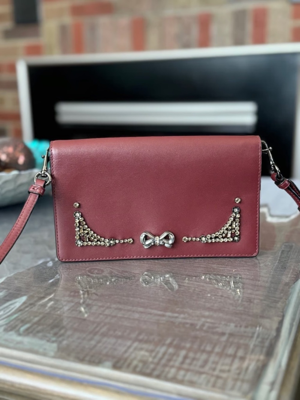 Selena Hayden Foldover Crossbody Clutch With Crystal Embellishment